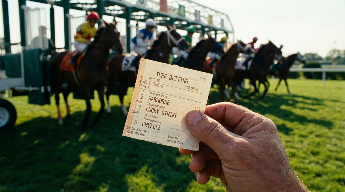Bilhete de apostas no turfe com odds de corrida de cavalos